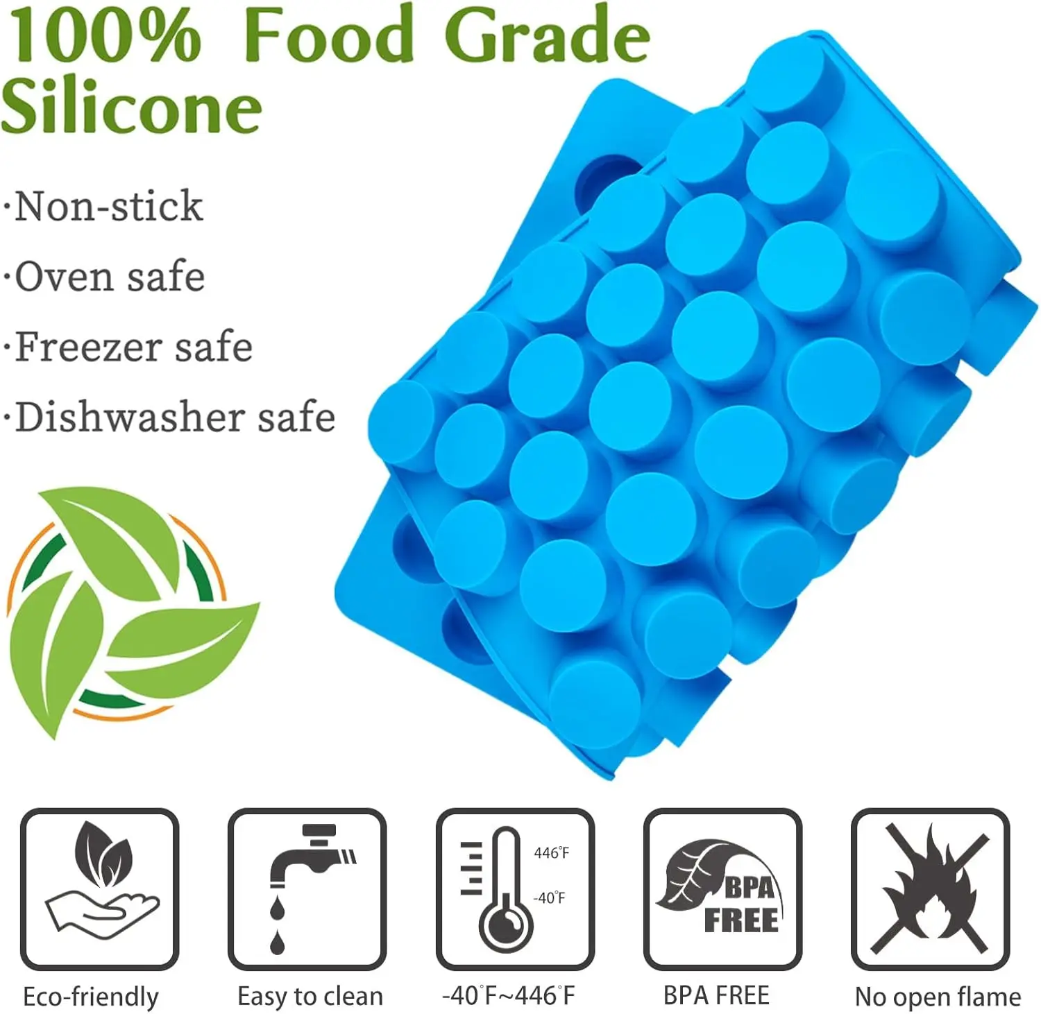 Round Candy Molds Silicone Molds for Hard Candy, Gummy, Caramels, Chocolate, Ganache, Ice Cubes, 220 Cavity