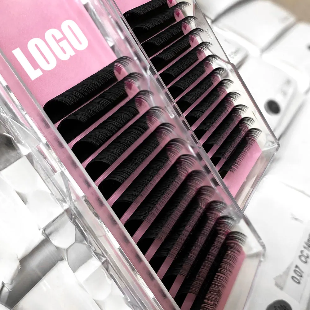 c cc d dd curl mix 18-25mm individual eyelash extension 0.03 0.05 0.07 handmade fans cashmere lash extension tray