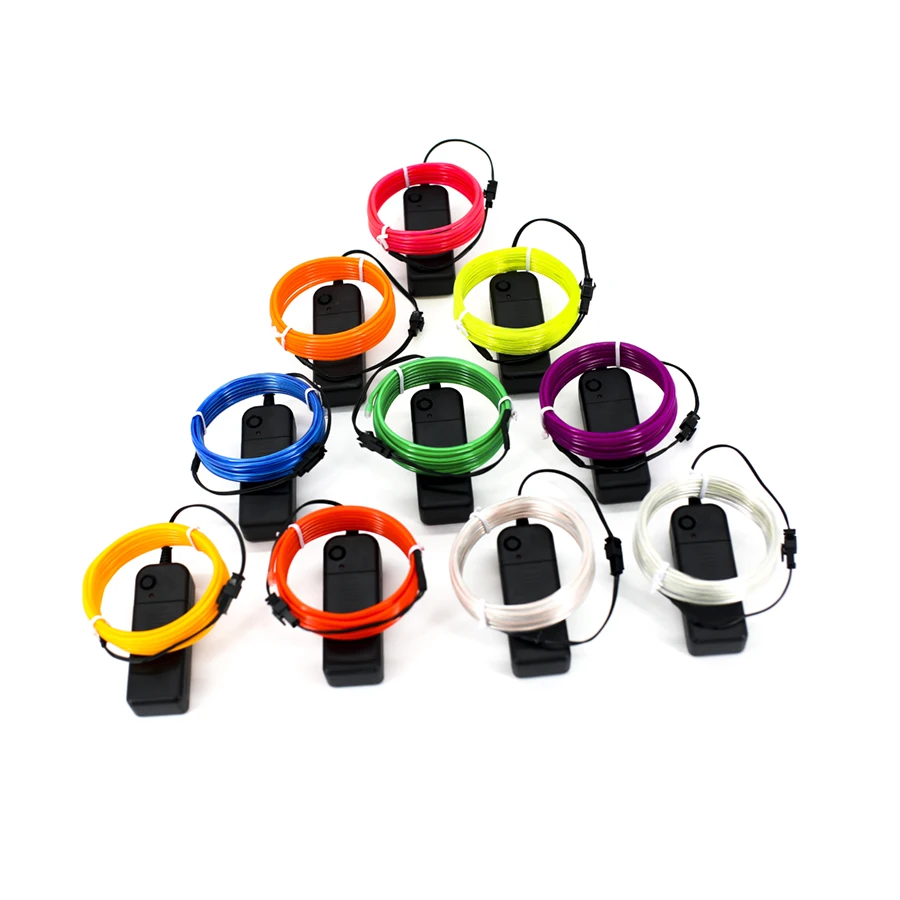 2.3mm 1 Meter EL Wire DIY Kit Factory Direct Price Wholesale Rush Delivery LED Light Neon Rope Craft Strip AA Battery Case