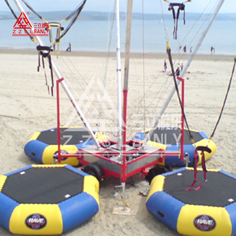 Cheap Price Amusement Park Rides Inflatable Bungee Ride Attraction 4 Stage In 1 Jump Euro Bungee Trampoline For Sale