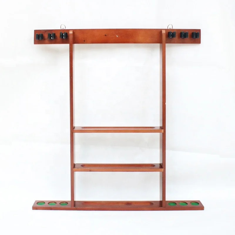 4 Colors Pool Que Resting Wooden Billiard Snooker Cue Wall Mount Racks