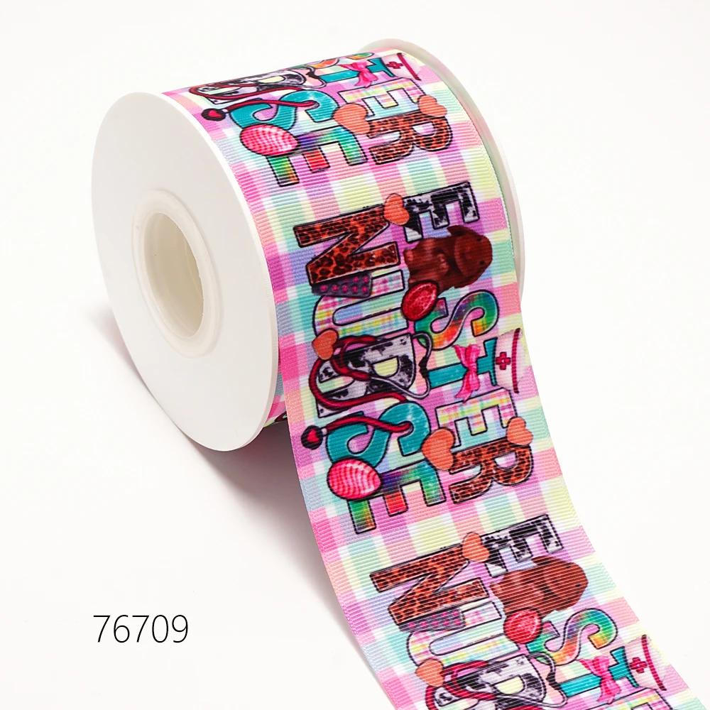 3 Inch  50 Yard Cartoon Grosgrain Ribbon For Party Wedding Decoration Handmade Rose Flowers Printed