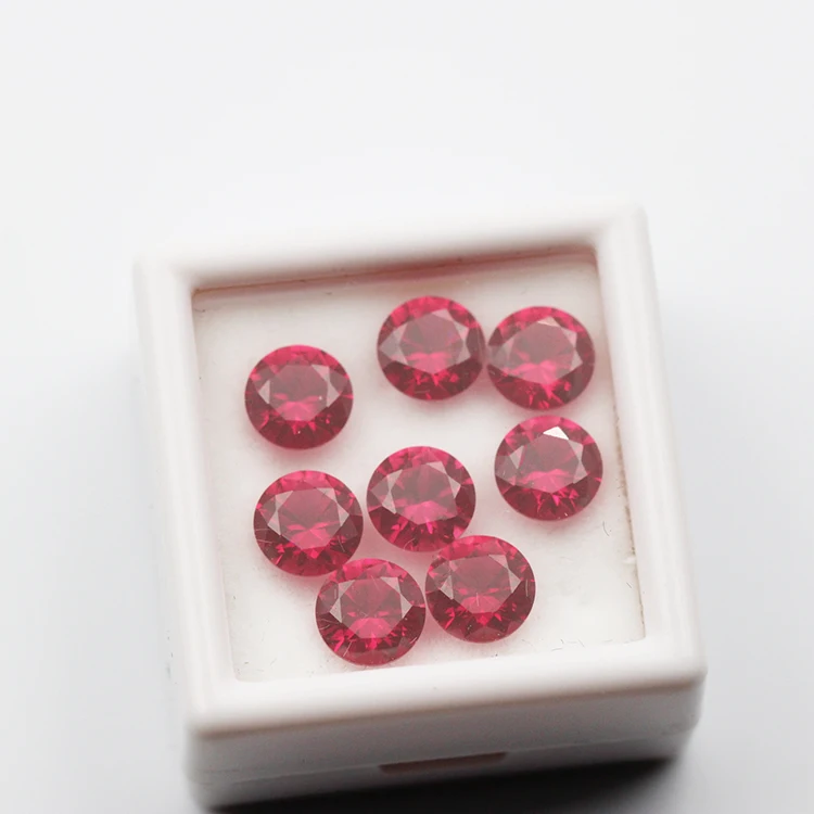 Factory Price Made In China Synthetic Ruby Round Cut Ruby 5# Color For Jewelry Market