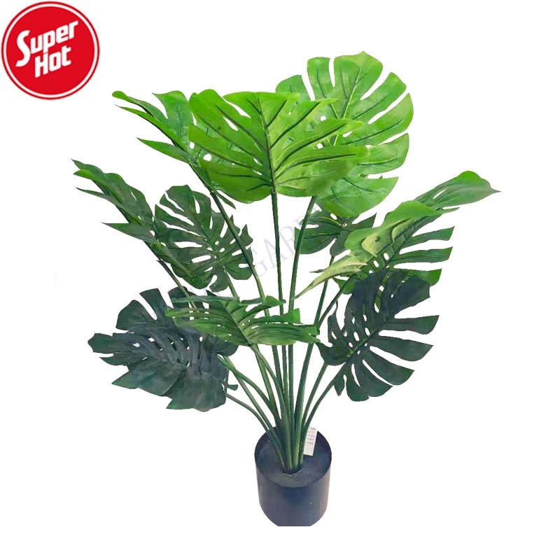 Perfect Faux Turtle Leaf Bonsai Plastic Fake Deliciosa Monstera Variegata Plants Indoor House Artificial Monstera Plant