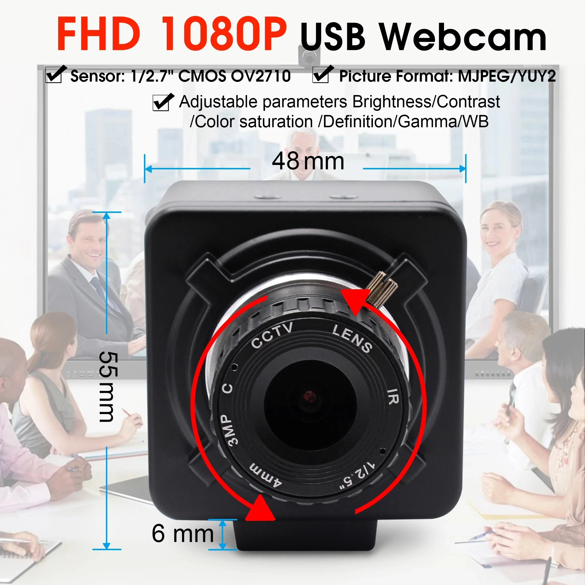 ELP Camera 1080P Full  HD Mini CCTV Security USB Cameras MJPEG 30/60/100fps CMOS USB Webcam With CS 4/6/8mm Lens for PC Laptop