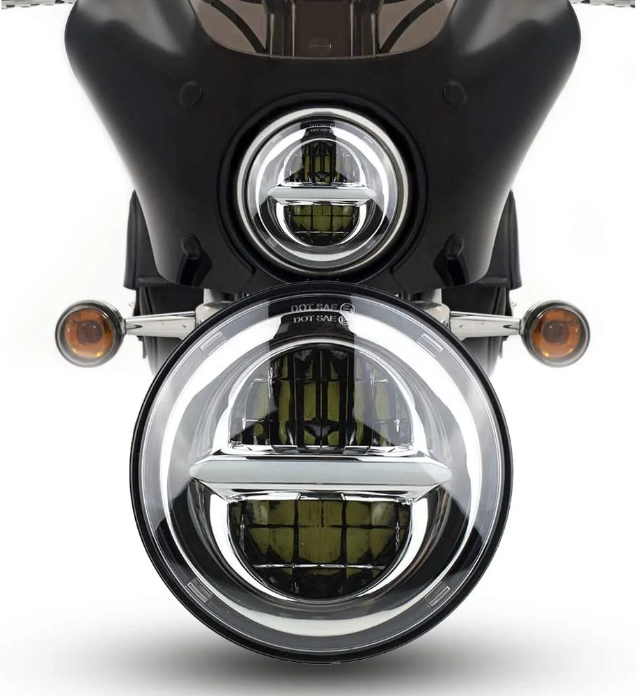  Фара мотоцикла 7 дюймов с Halo/токарная обработка Сингал света для Harley/золотой узор