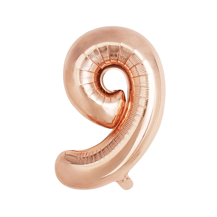 Wholesale best quality rose gold metallic aluminum numbers foil ballons for event decoration happy birthday party