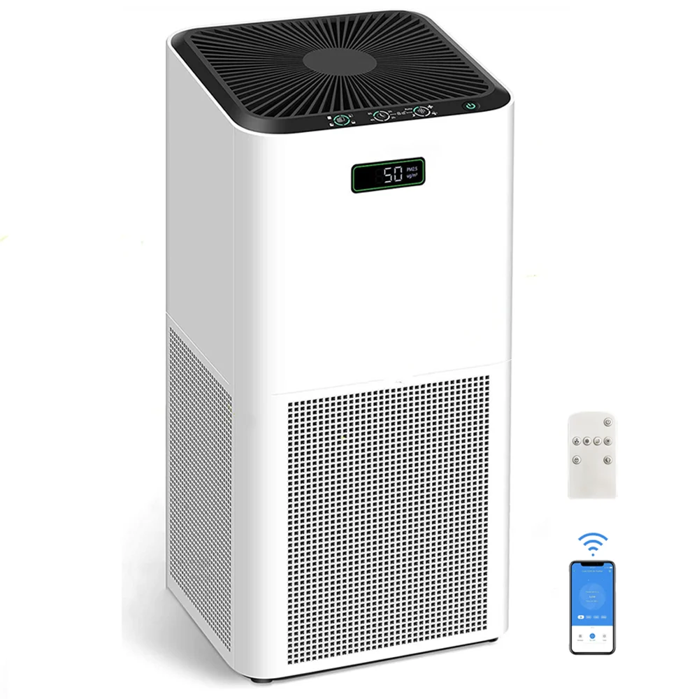 wholesale hot Amazon air cleaner H13 True HEPA Filter Portable UV air cleaning equipment smart wifi air purifier for home office