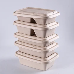 Compostable wheat straw pulp lunch food box disposable take out food container