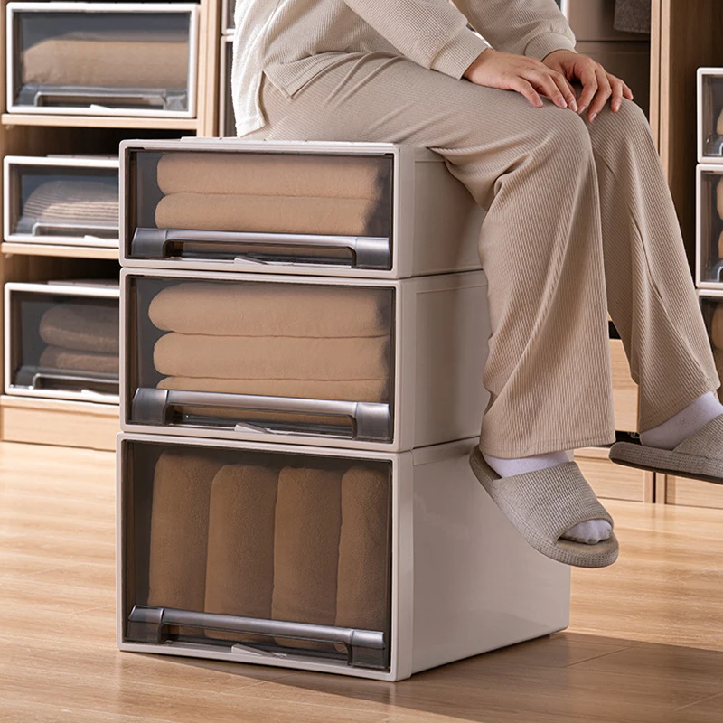 Wannuo 2024 New Plastic Storage Box Large Capacity Drawer Bearing Good Free Installation Of Clothes Quilts Organizer