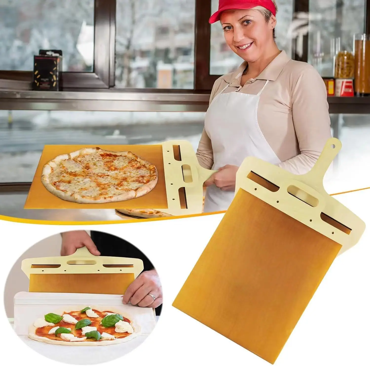 Bamboo spatula folding Pizza Spatula with Handle Slider Peel for Perfect Transfer Oven-Suitable Kitchenware Boxed