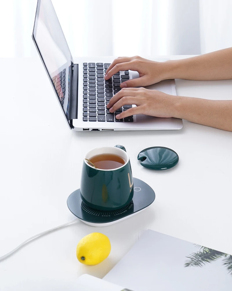 Electric Milk Tea Cocoa Beverage Coffee Mug Cup Warmer with Coaster 131 Fahrenheit Degree/55 Celsius Degree For Home Office