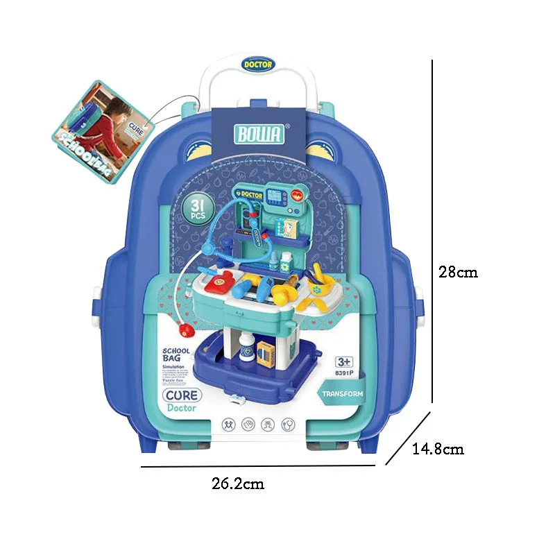 2020 hot selling DIY medical equipment school bag 31PCS simulation cure doctor set toy
