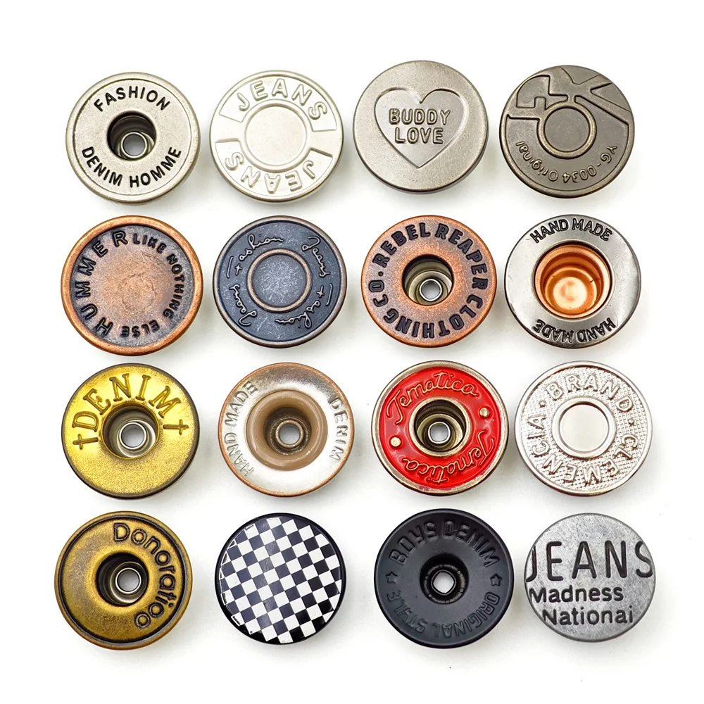 Factory Sale Fashion Custom Jeans Button Metal Copper Rivets Press Stud Head Denim Buttons Garment Rivet