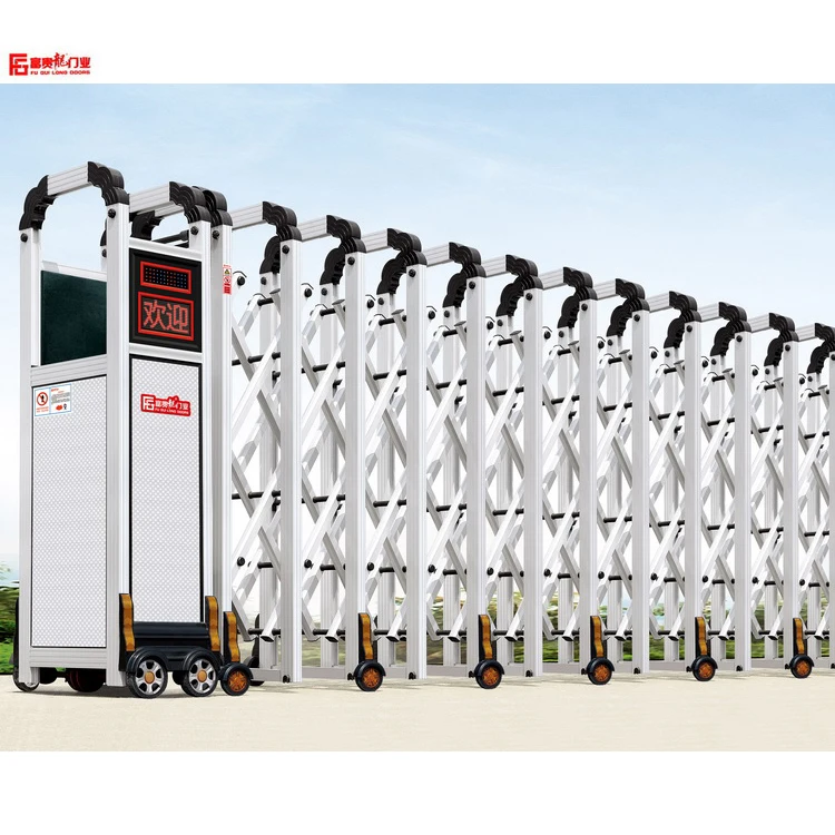 
Professional customized retractable gate big garden telescopic door aluminum trackless folding gate by motor operated 