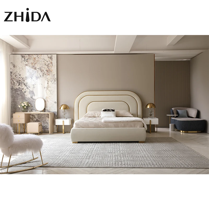 Foshan furniture factory wholesale luxury bed king size bed frame luxury bedroom furniture set luxury king size bed classic