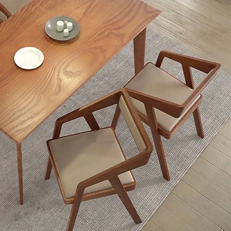 Modern hot selling Wholesale solid wood frame Leather fabric seat strong backrest Dining chair restaurant chair