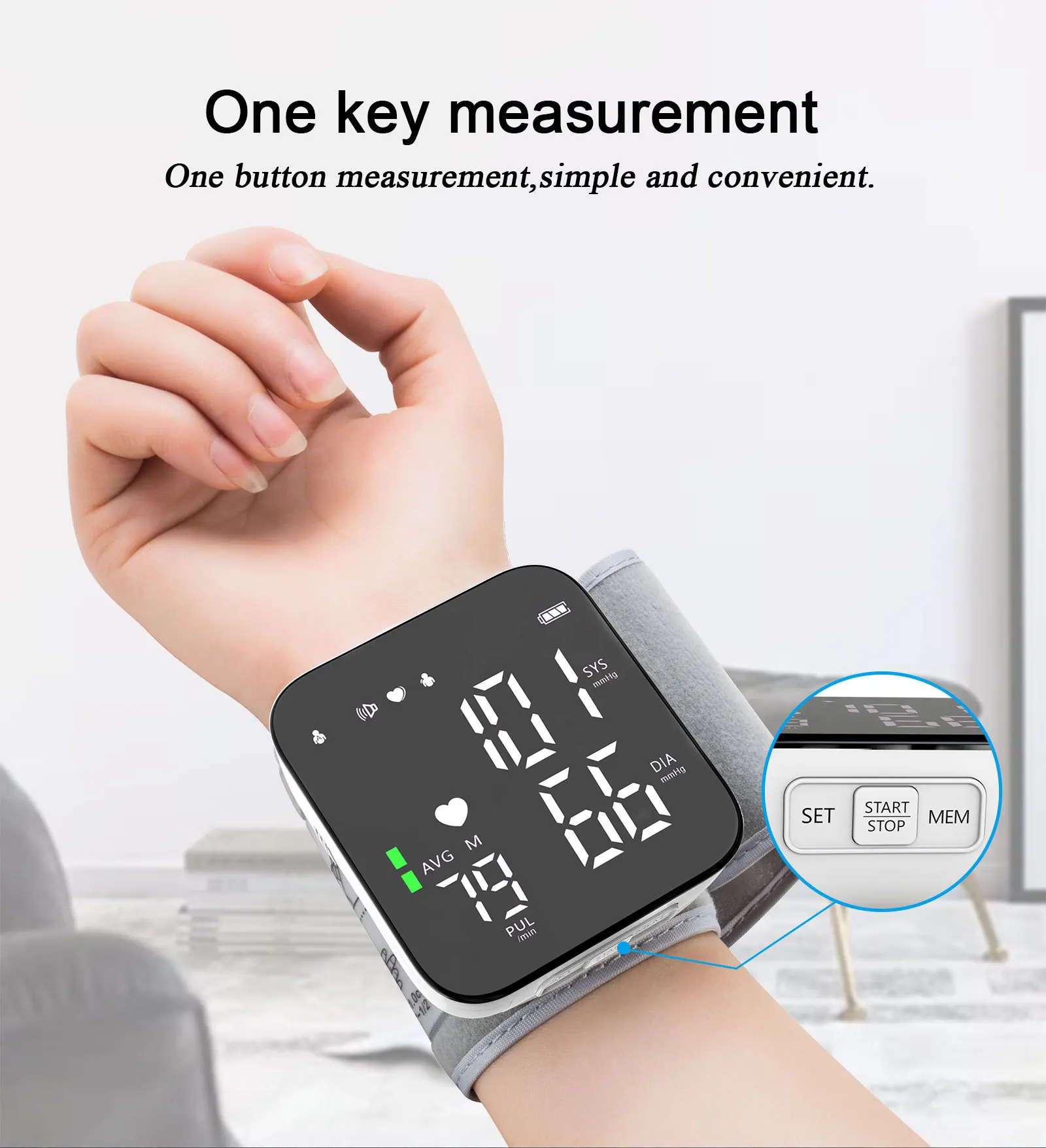 Sphygmomanometer Automatic Tensiometre Home Bp Monitor Electric Digital Wrist Blood Pressure Monitors