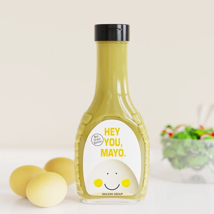 250ml 8oz New arrival Custom Glass Restaurant Containers Glass Salad Dressing Bottles for Food Service with Plastic Screw cap