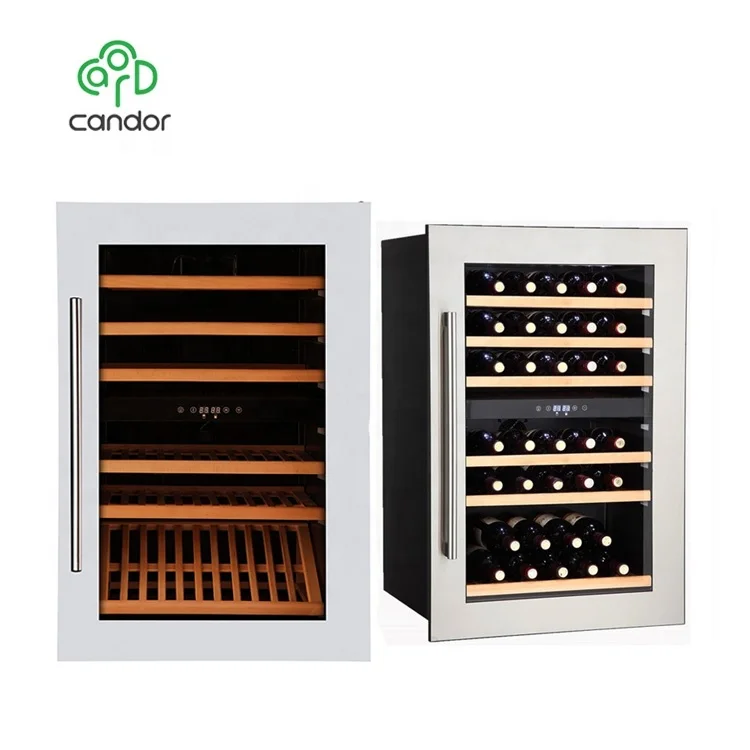 Candor factory direct supply best selling wine fridge kitchen 35 bottles built in dual zone wine chiller