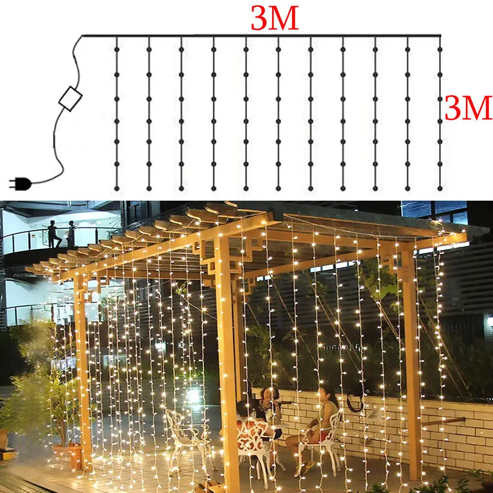 Merry Christmas Curtain Light Twinkling Star Moon Waterfall Wedding Led Window Ramadan String Light garden light