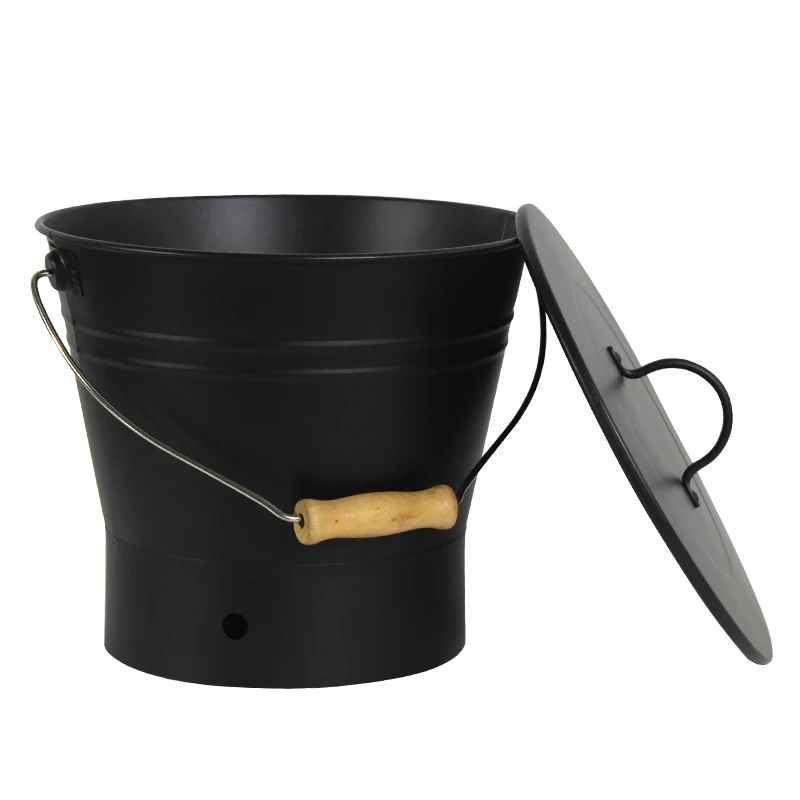Galvanized Iron Coal Ash Bucket Accessories Black Cleaning Tools Ash Bucket With Shovel