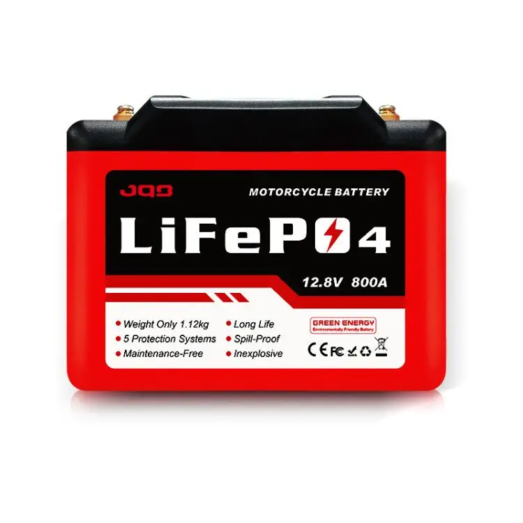 JQB LiFePO4 12.8V 8Ah Battery High Performance Starting Motor Accessories Motorcycle Battery 800A