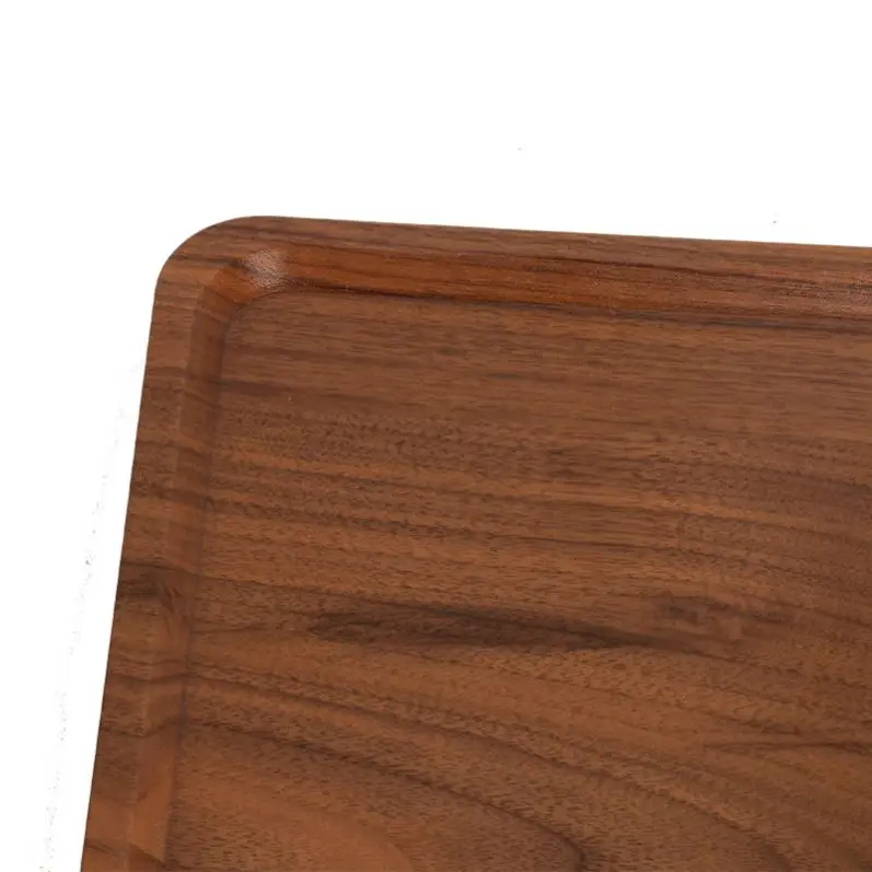Wholesale Custom Luxury Rectangle Coffee Food Serving Wood Tray Walnut with Handle