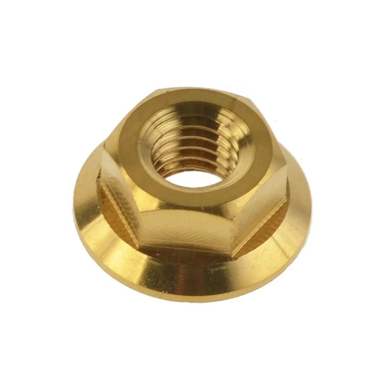 Custom manufacture M6 M8 M10 M12 M14 TC4 GR5 titanium Ti motorcycle hex head flange nut