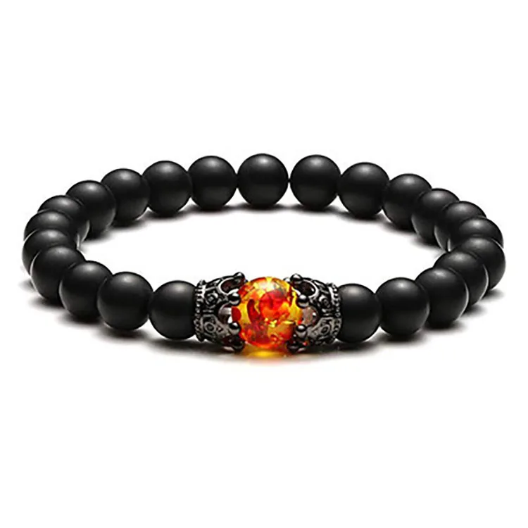 European and American hot selling fashion Tiger eye stone  hematite  Lava  Double crown Bracelet
