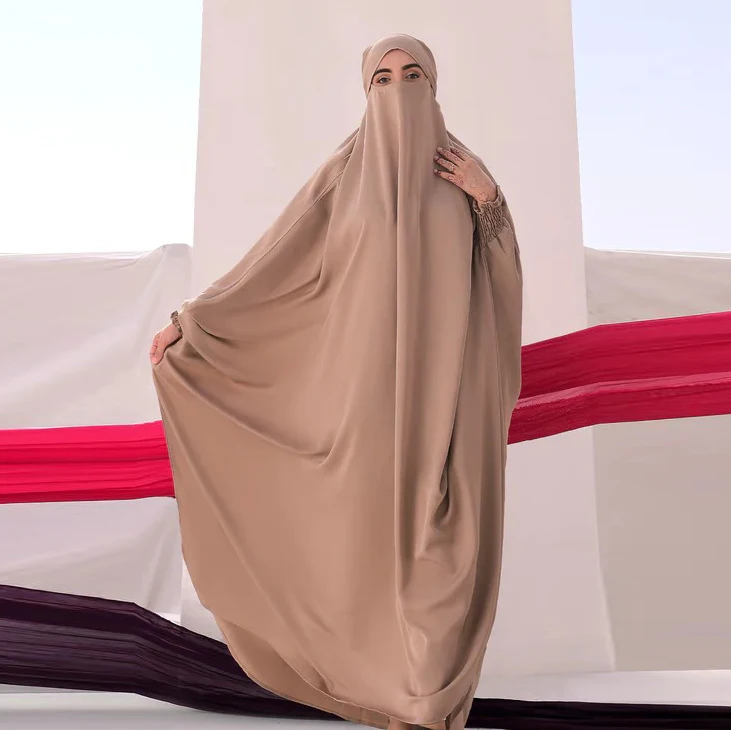 Latest  Jilbab Wholesale Muslim Solid Color Plus Size Dresses Islamic Prayer Clothing Women Casual Abaya khimar