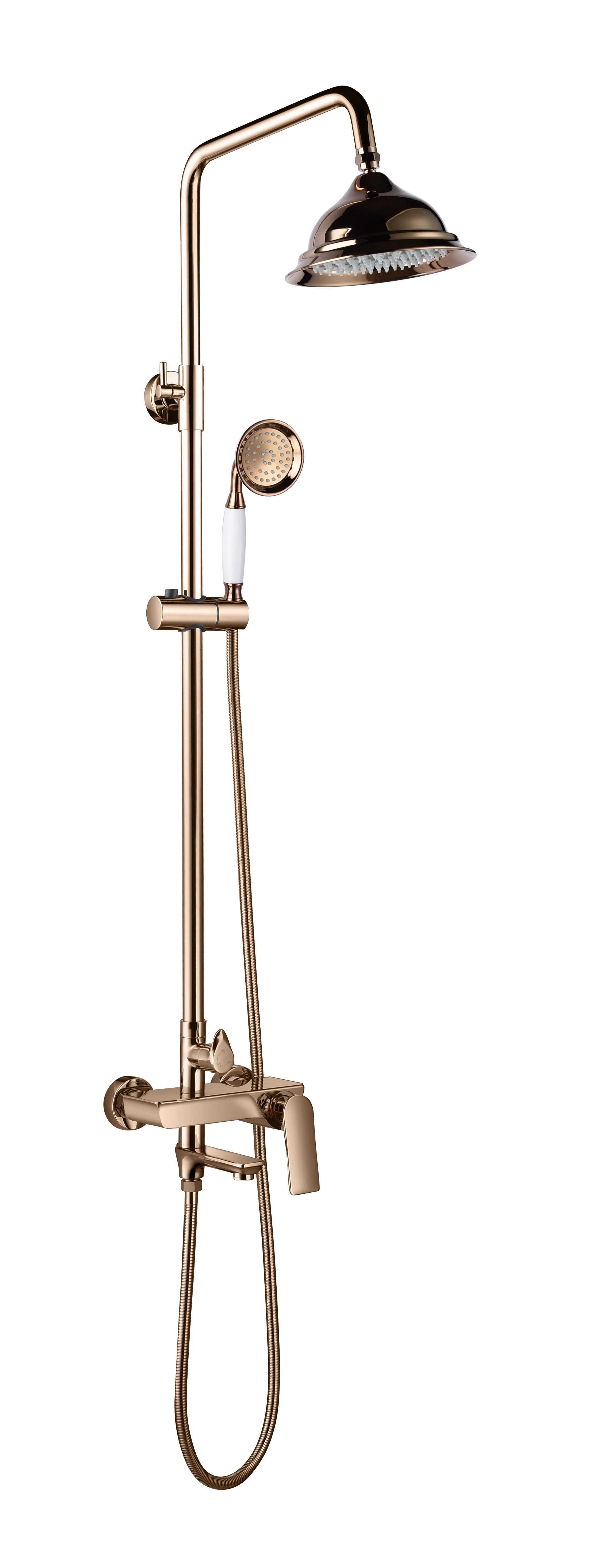 Bathroom Wall Mounted Chrome Brass Rain Shower Faucet 3-Function Hot Cold Water Shower Set