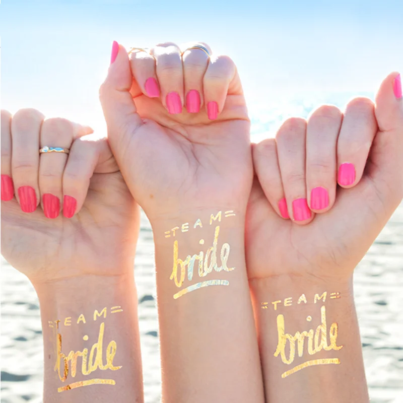 Custom printing on waist back arm gold silver metallic temporary tattoo stickers