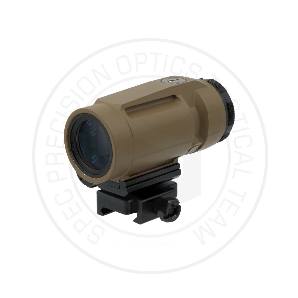 Tactical Juliet5 Magnifier Optics Scope 5X Red Dot Magnifier With Push Button Flip to Side Mount TAN Color