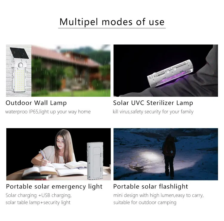 SRESKY Latest design wall light outdoor lighting rechargeable handheld solar uvc germicidal uv lamp