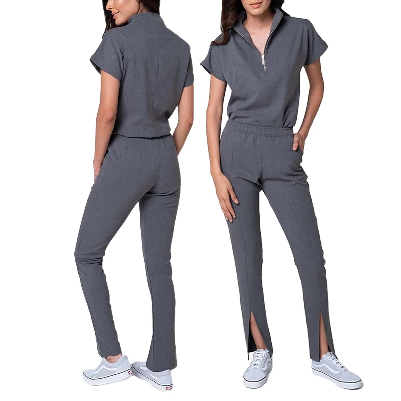yuhong factory new design hot sale custom good price women tops and pants jumper stretch nursing ceil blue scrub uniform set