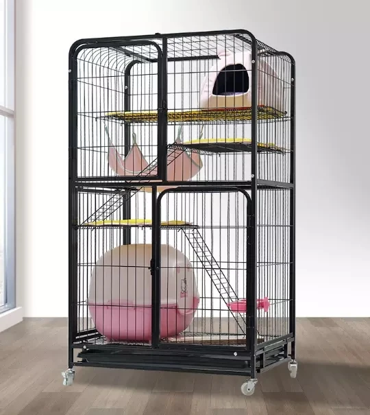 High Quality Galvanized Tube Cat Cage Dense Iron Dog Villa Durable Pet Cage wholesale 3 layer cat cage