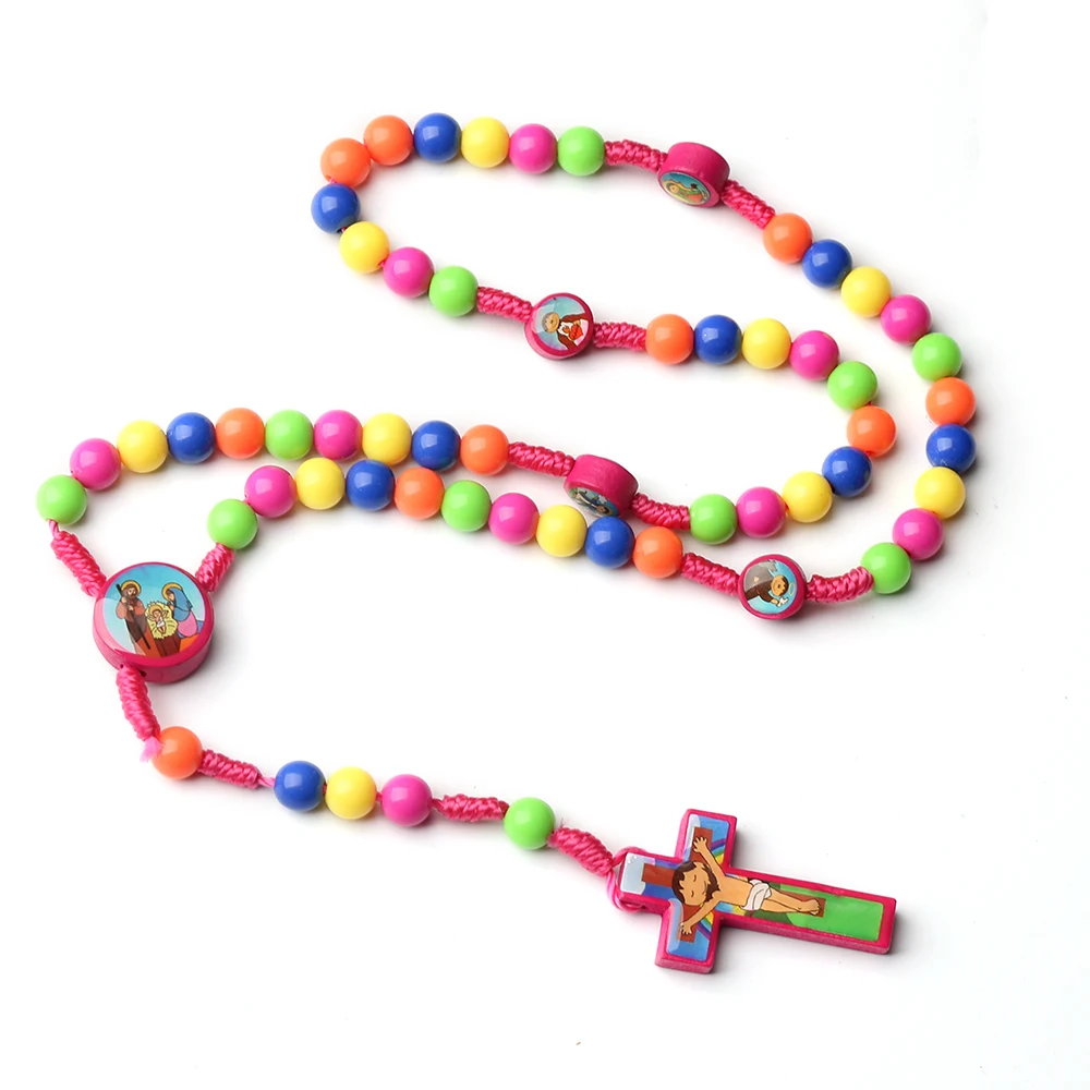 Rosary for kids Children Necklace Christian Catholic Jesus Christ Rosaries Holy Communion Baptism Prayer jewelry Church Gift