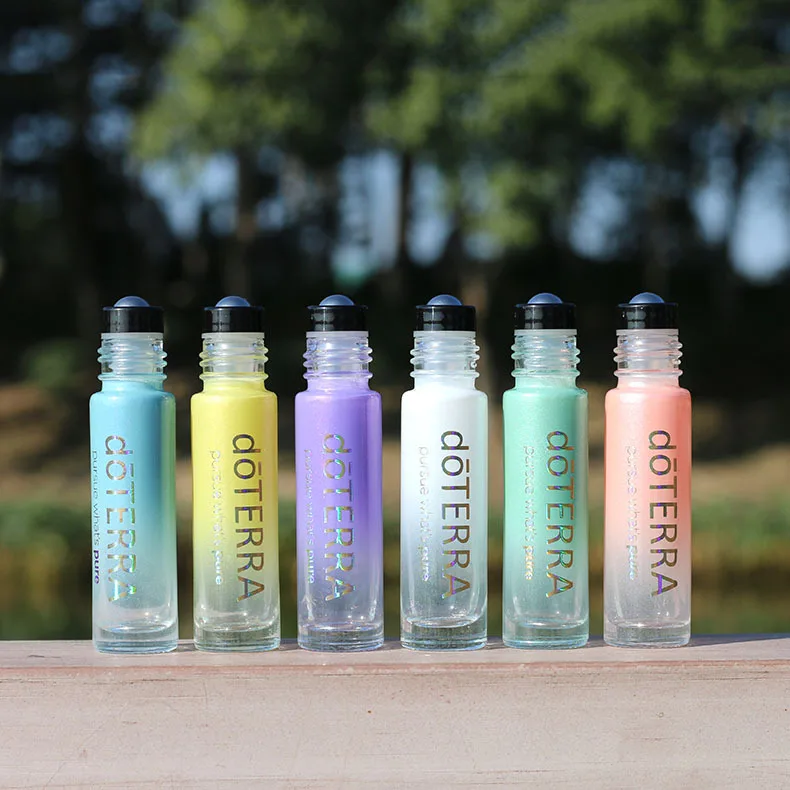 10ml Matte Essential Oil Bottle Pearlescent Gradient Bottling Roll On Glass Bottle Multicolor Roller Ball  Custom Logo