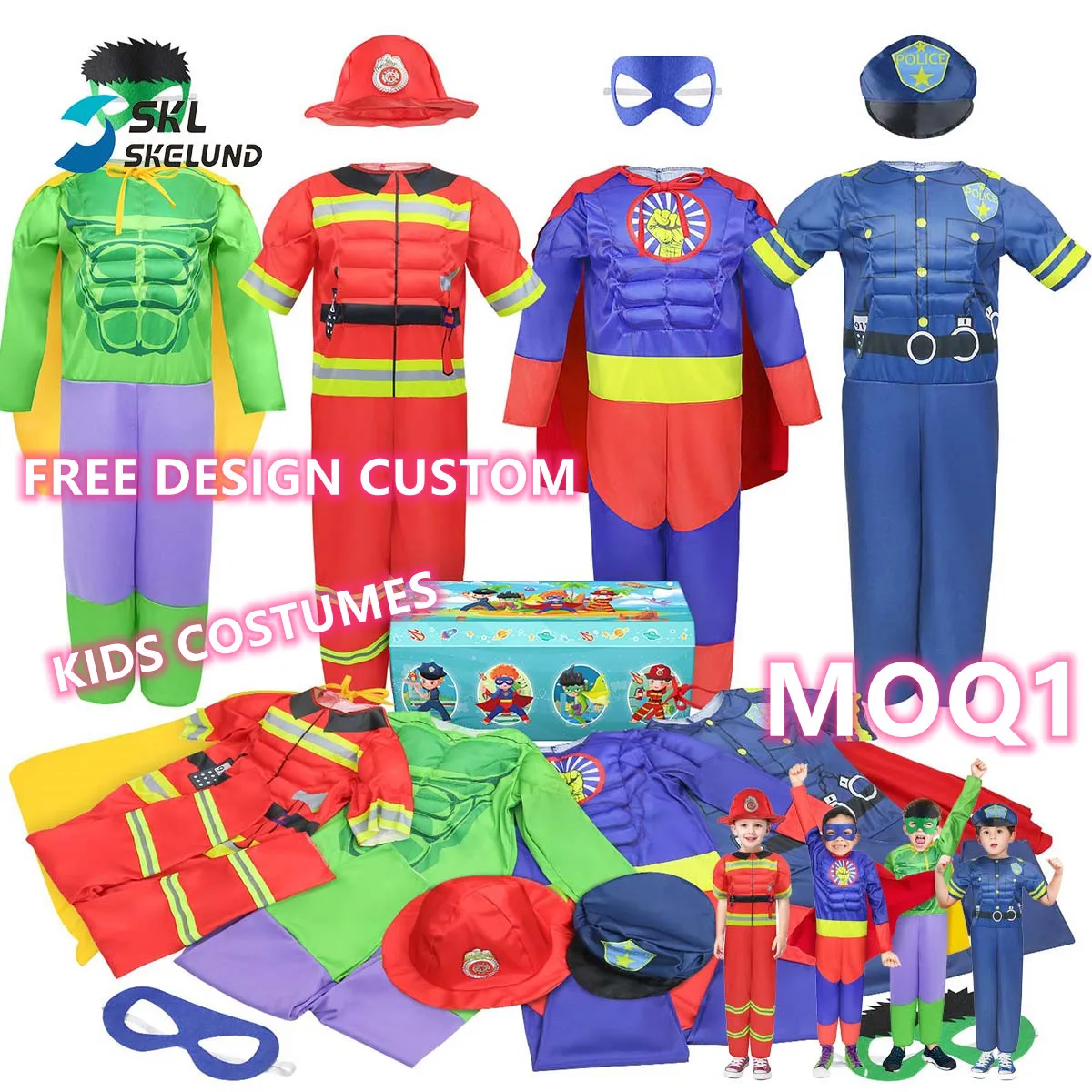 Custom Kids Halloween Costume Kids School Army Cheer Pilot Uniform Superhero Character Dress Up Party Costumes For Kids