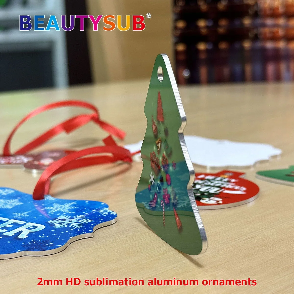 BEAUTYSUB Longstar HD сублимационный алюминиевый орнамент Белый теплообмен фотопечатные заготовки с металлическим покрытием вырезанные маршрутизатором ЧПУ