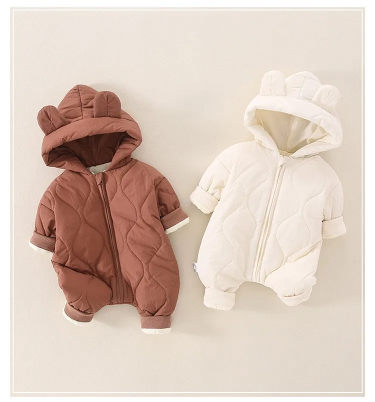 Winter Newborn Girl Boys Jumpsuit Hooded Infant Overalls Baby Clothes Warm Snowsuit Coat Kid Bear Romper Toddler Outerwear A0315
