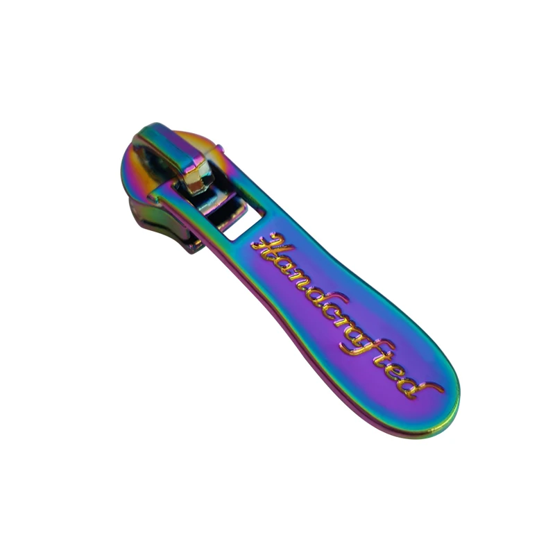 
Hot Sale Classic Style Clothing Rainbow Color Metal Zipper Puller Custom Waterproof Zipper Slider 