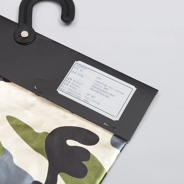 65gsm 100% Polyester camouflage foil coating taffeta Fabric  for garment