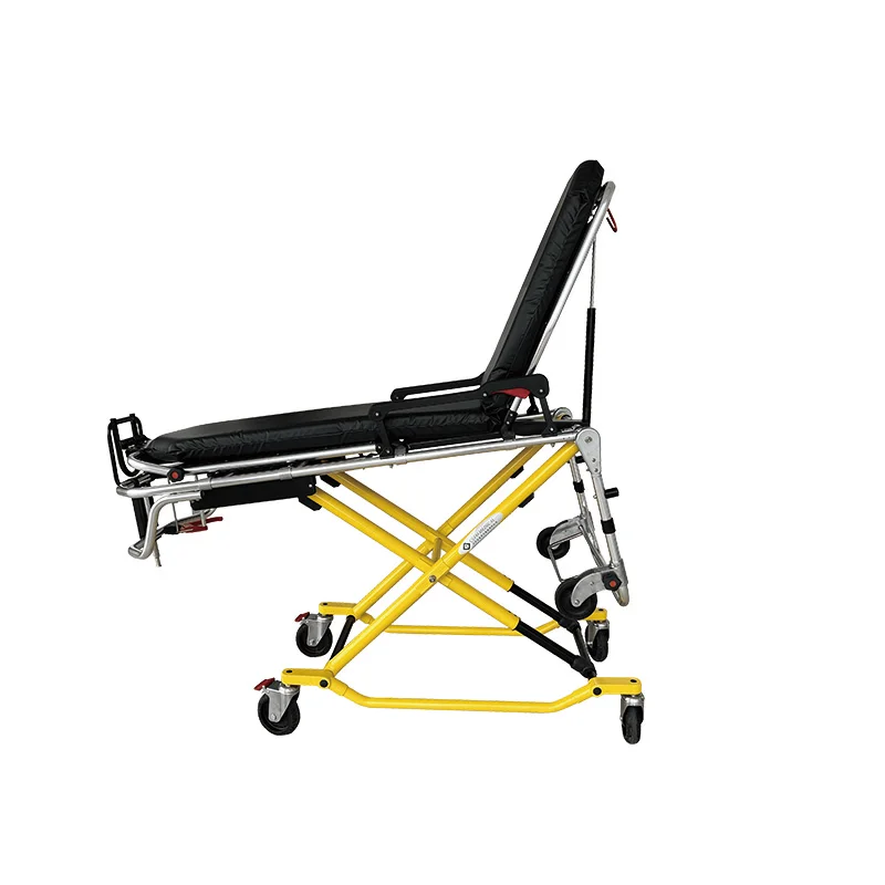 Multi-functional aluminum x-shaped tail folding 9-position adjustable ambulance stretcher
