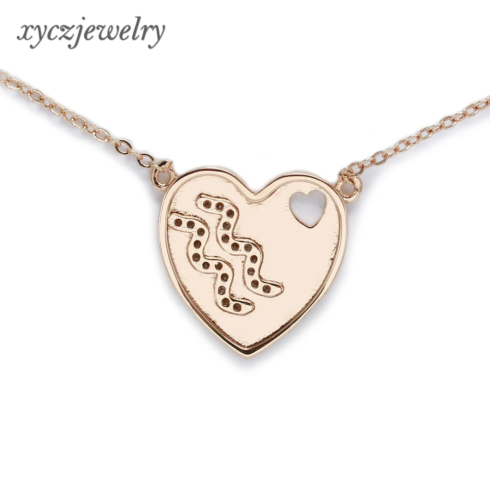Aquarium Astrology Necklace Brass Gold Plated Jewelry Sagittarius Heart Shape Aquarius Pendant Necklace