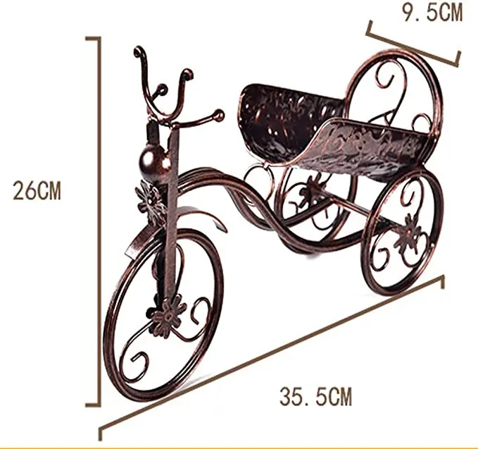 Creative design metal wine rack tricycle-shaped wine storage rack home bar beer whiskey bottle display rack