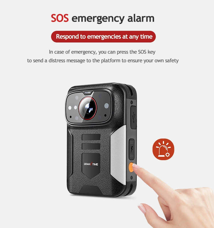 Grandtime Waterproof Airborne Design Professional GPS 2500mAh IP68 4G Walkie Talkie Law Enforcement Recorder