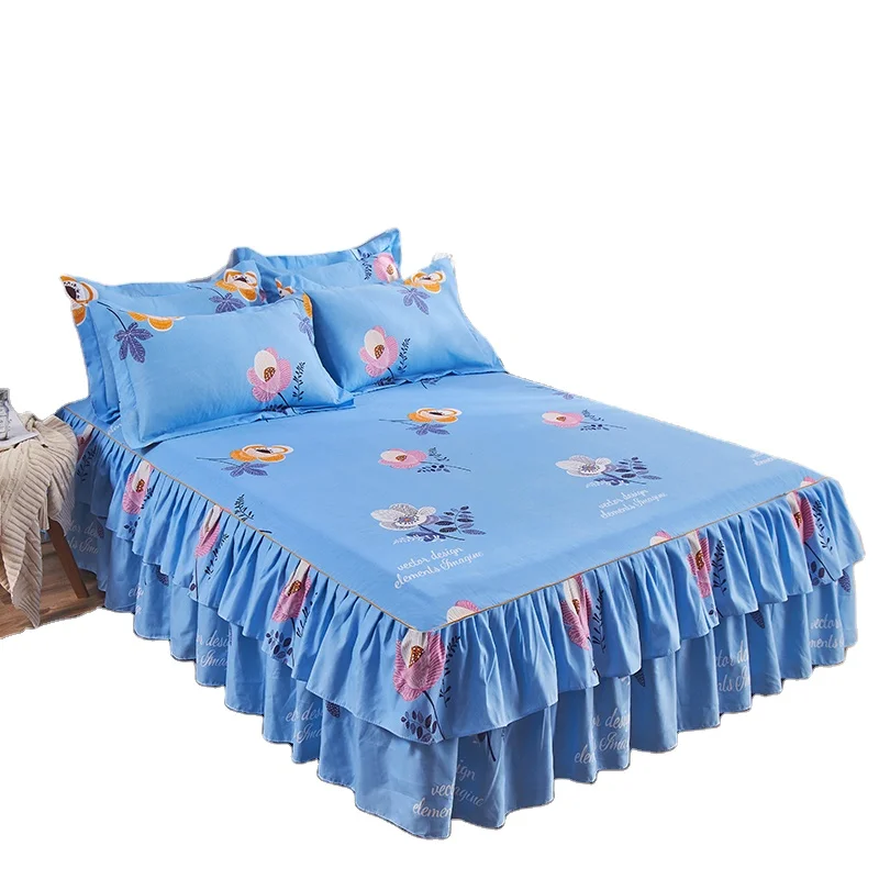 Покрывала в американском стиле с голубым цветочным принтом и