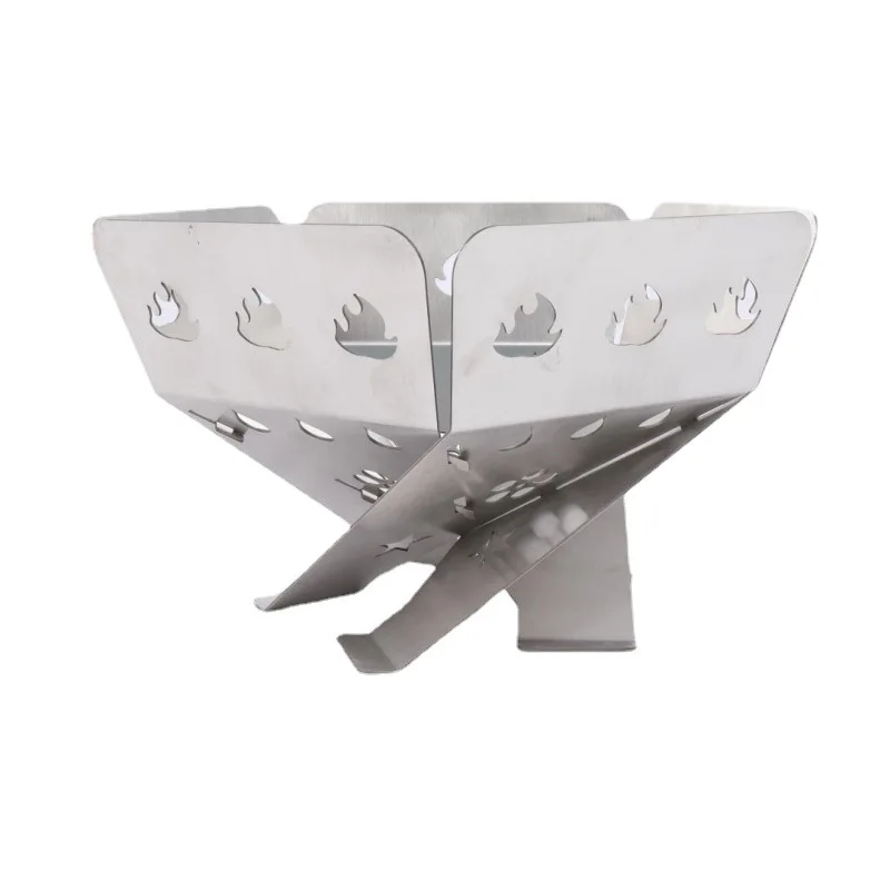 folding camping bonfire frame stainless steel mesh burning fire outdoor picnic charcoal fire beacon tower